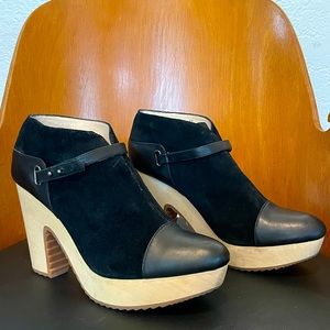 NWB - Matt Bernson Morrison Suede & Leather Wood Platform Ankle Boots. W 9.5